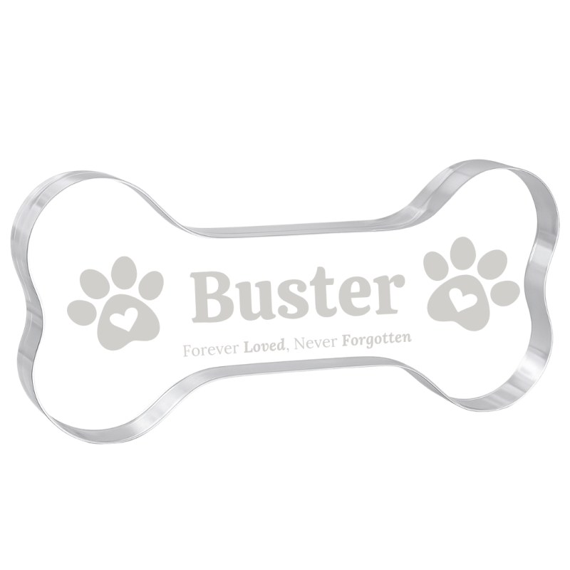 Personalised Dog Memorial Gift - Bone-Shaped Engraved Pet Memorial Acrylic Plaque with Name, Dates & Tribute