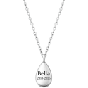 Personalised Dog Memorial Teardrop Urn Necklace – Engraved Pet Ashes Keepsake with Name & Dates