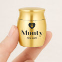 Personalised Dog Urn with Engraved Name, Dates & Paw Heart Design - Mini Keepsake Urn