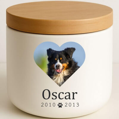 Personalised Ceramic Dog Urn with Photo in...