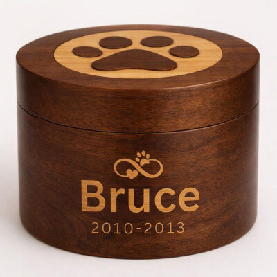 Personalised Wooden Dog Urn with Infinity Paw...