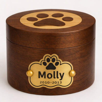 Personalised Wooden Dog Urn with Aluminium...