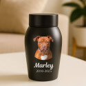 Personalised Dog Urn with Photo – Engraved Stainless Steel Memorial Urn with Name & Dates