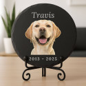 Personalised Round Slate Dog Memorial Plaque – Pet Memorial Gift with Photo, Engraved Name & Dates